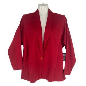 Vintage 80s Patty Woodard Red Blazer Coat With Dolman Sleeves & Button Front